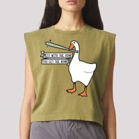 Mess With The Honk You Get The Bonk Goose Garment-Dyed Women's Muscle Tee