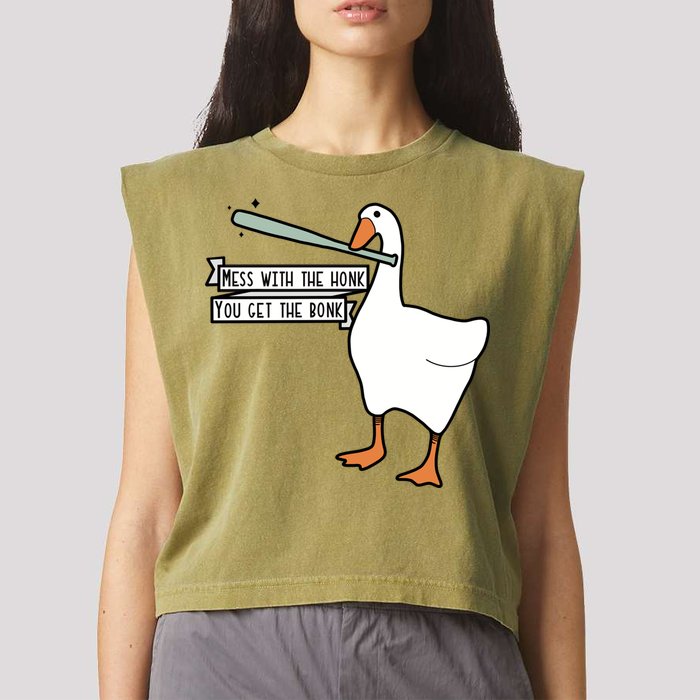 Mess With The Honk You Get The Bonk Goose Garment-Dyed Women's Muscle Tee