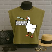 Mess With The Honk You Get The Bonk Goose Garment-Dyed Women's Muscle Tee