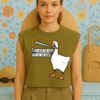 Mess With The Honk You Get The Bonk Goose Garment-Dyed Women's Muscle Tee