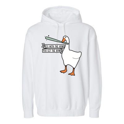 Mess With The Honk You Get The Bonk Goose Garment-Dyed Fleece Hoodie