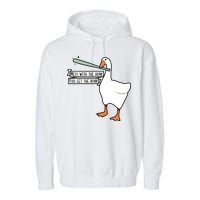 Mess With The Honk You Get The Bonk Goose Garment-Dyed Fleece Hoodie