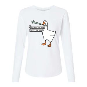 Mess With The Honk You Get The Bonk Goose Womens Cotton Relaxed Long Sleeve T-Shirt