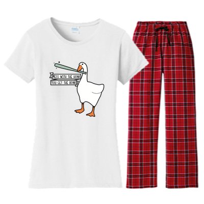 Mess With The Honk You Get The Bonk Goose Women's Flannel Pajama Set