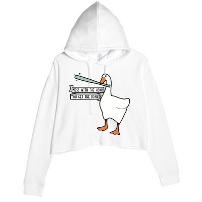 Mess With The Honk You Get The Bonk Goose Crop Fleece Hoodie