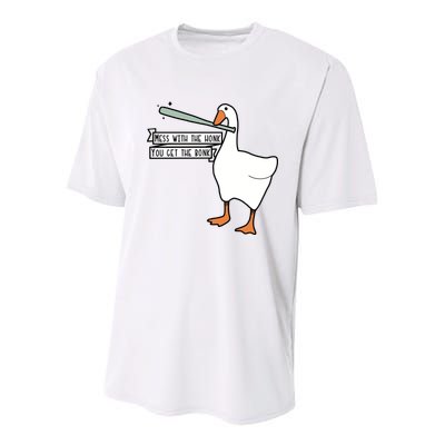Mess With The Honk You Get The Bonk Goose Youth Performance Sprint T-Shirt
