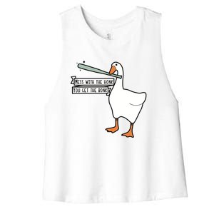 Mess With The Honk You Get The Bonk Goose Women's Racerback Cropped Tank