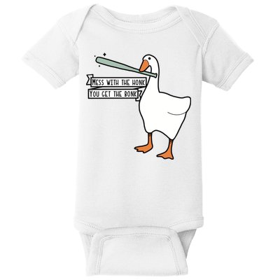 Mess With The Honk You Get The Bonk Goose Baby Bodysuit