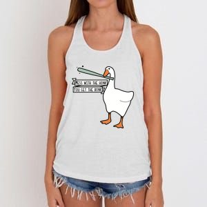 Mess With The Honk You Get The Bonk Goose Women's Knotted Racerback Tank