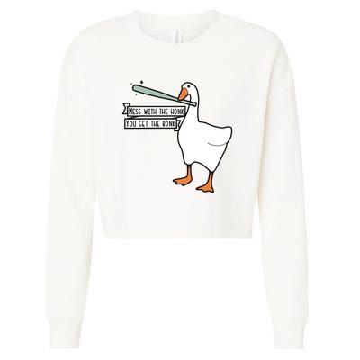 Mess With The Honk You Get The Bonk Goose Cropped Pullover Crew