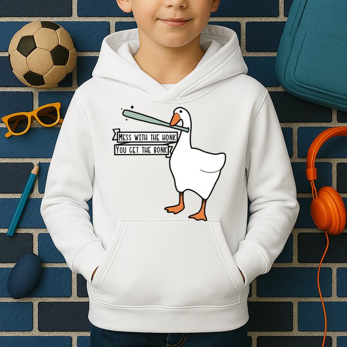 Mess With The Honk You Get The Bonk Goose Kids Hoodie
