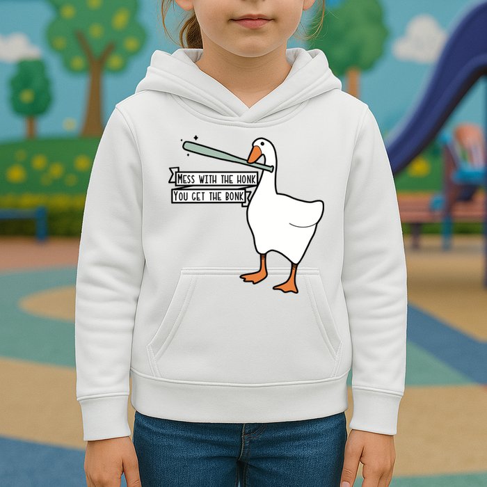 Mess With The Honk You Get The Bonk Goose Kids Hoodie
