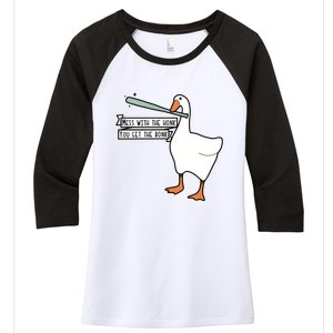 Mess With The Honk You Get The Bonk Goose Women's Tri-Blend 3/4-Sleeve Raglan Shirt