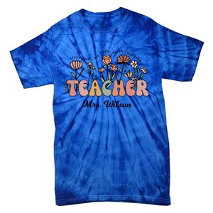 Mrs Wilson Teacher Wildflower Back To School Gift Tie-Dye T-Shirt