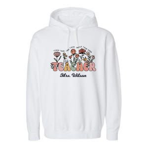 Mrs Wilson Teacher Wildflower Back To School Gift Garment-Dyed Fleece Hoodie