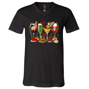 Mexico Wine Tequila Cinco De Mayo Mexican Fiesta Lover V-Neck T-Shirt