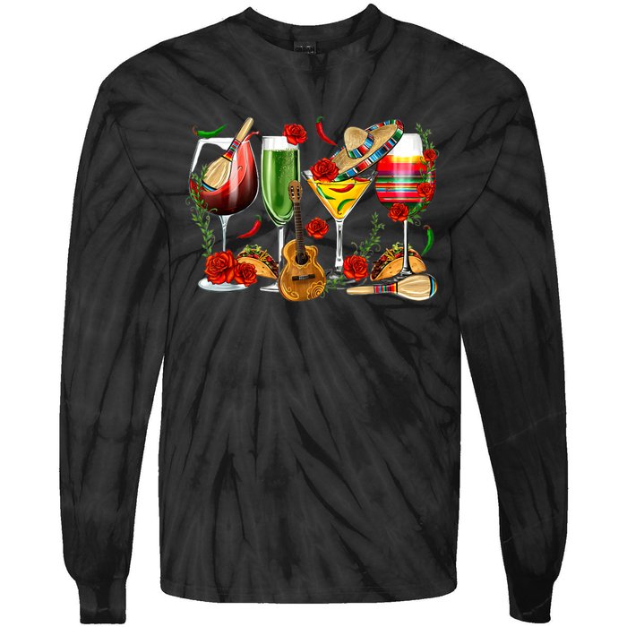 Mexico Wine Tequila Cinco De Mayo Mexican Fiesta Lover Tie-Dye Long Sleeve Shirt