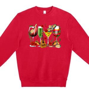 Mexico Wine Tequila Cinco De Mayo Mexican Fiesta Lover Premium Crewneck Sweatshirt