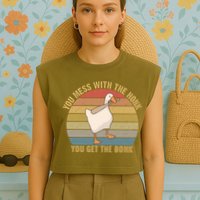 Mess With The Honk You Get The Bonk Makes A Funny Goose Meme For Every Gamer And Garment-Dyed Women's Muscle Tee