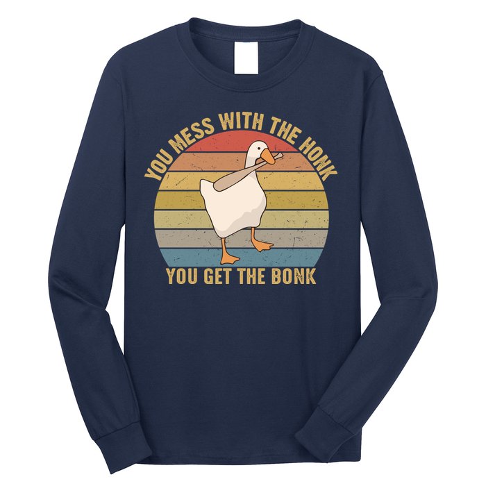 Mess With The Honk You Get The Bonk Makes A Funny Goose Meme For Every Gamer And Long Sleeve Shirt
