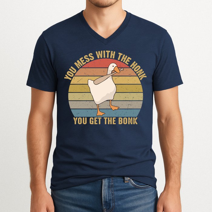 Mess With The Honk You Get The Bonk Makes A Funny Goose Meme For Every Gamer And V-Neck T-Shirt