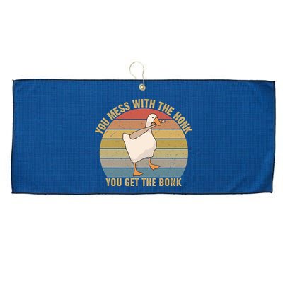 Mess With The Honk You Get The Bonk Makes A Funny Goose Meme For Every Gamer And Large Microfiber Waffle Golf Towel