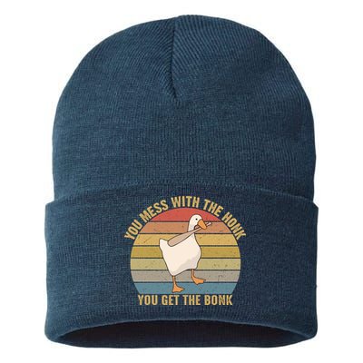 Mess With The Honk You Get The Bonk Makes A Funny Goose Meme For Every Gamer And Sustainable Knit Beanie