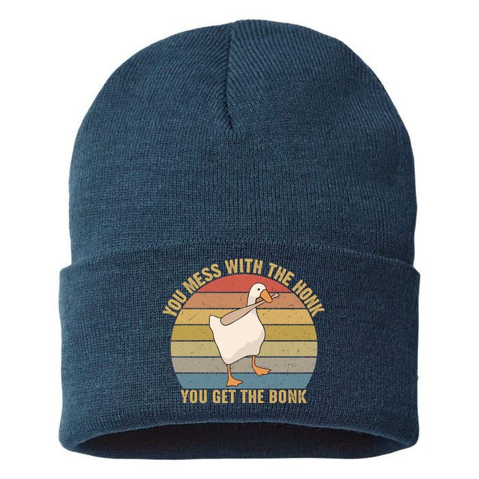 Mess With The Honk You Get The Bonk Makes A Funny Goose Meme For Every Gamer And Sustainable Knit Beanie