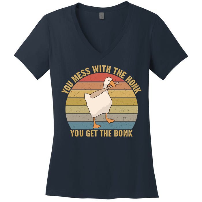 Mess With The Honk You Get The Bonk Makes A Funny Goose Meme For Every Gamer And Women's V-Neck T-Shirt