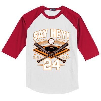 Mays Willie Tribute San Francisco Say Hey 1931 2024 Kids Colorblock Raglan Jersey