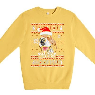 Merry Woofmas Tricolor Beagle Dog Santa Ugly Christmas Premium Crewneck Sweatshirt