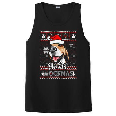 Merry Woofmas Tricolor Beagle Dog Santa Ugly Christmas PosiCharge Competitor Tank