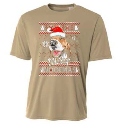 Merry Woofmas Tricolor Beagle Dog Santa Ugly Christmas Cooling Performance Crew T-Shirt