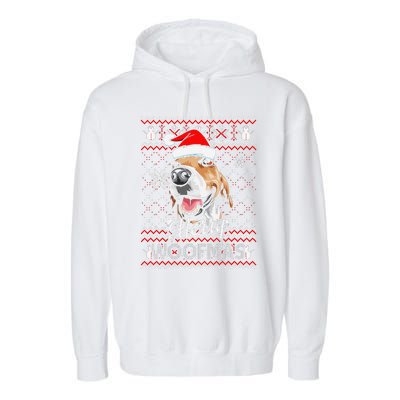 Merry Woofmas Tricolor Beagle Dog Santa Ugly Christmas Garment-Dyed Fleece Hoodie