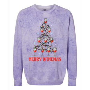 Merry Winemas Tree Wine Ugly Christmas Gift Colorblast Crewneck Sweatshirt