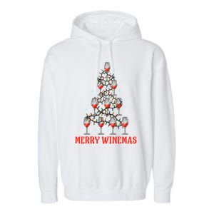 Merry Winemas Tree Wine Ugly Christmas Gift Garment-Dyed Fleece Hoodie