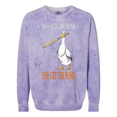 Mess With The Honk Goose Game Gamer Wooden Club Computer Colorblast Crewneck Sweatshirt