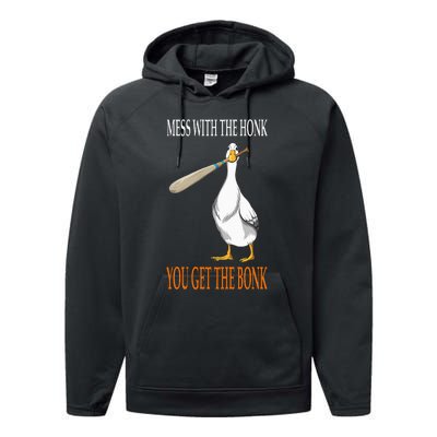 Mess With The Honk Goose Game Gamer Wooden Club Computer Performance Fleece Hoodie