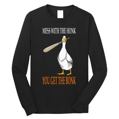 Mess With The Honk Goose Game Gamer Wooden Club Computer Long Sleeve Shirt