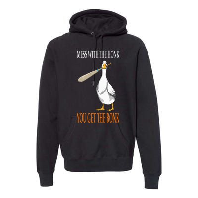 Mess With The Honk Goose Game Gamer Wooden Club Computer Premium Hoodie