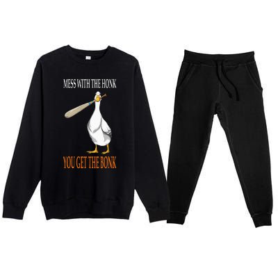 Mess With The Honk Goose Game Gamer Wooden Club Computer Premium Crewneck Sweatsuit Set