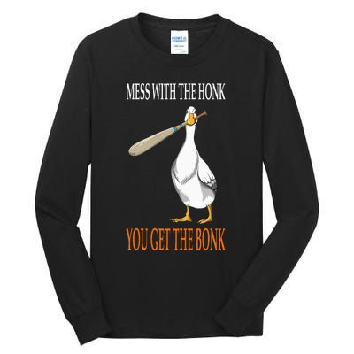 Mess With The Honk Goose Game Gamer Wooden Club Computer Tall Long Sleeve T-Shirt