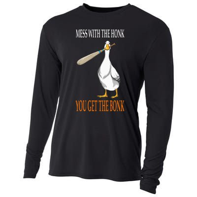 Mess With The Honk Goose Game Gamer Wooden Club Computer Cooling Performance Long Sleeve Crew