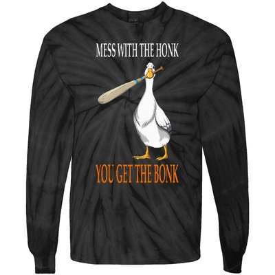 Mess With The Honk Goose Game Gamer Wooden Club Computer Tie-Dye Long Sleeve Shirt