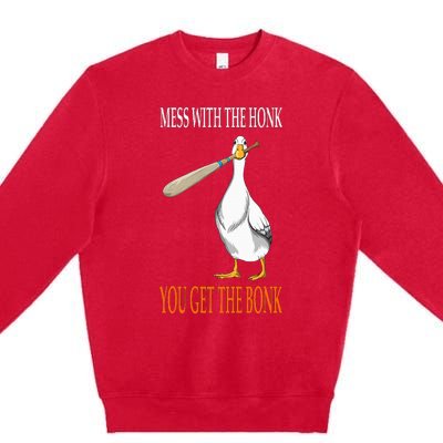 Mess With The Honk Goose Game Gamer Wooden Club Computer Premium Crewneck Sweatshirt