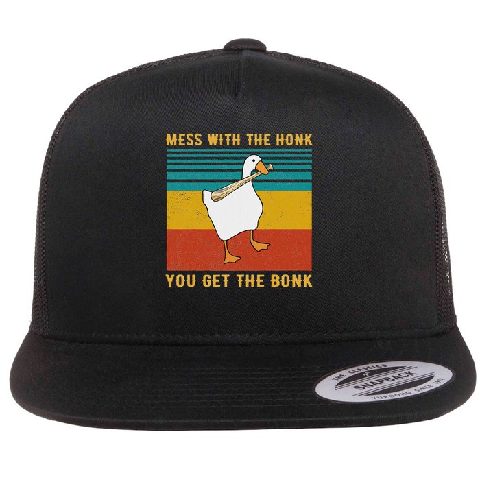 Mess With The Honk You Get The Bonk, Funny Duck Goose Flat Bill Trucker Hat