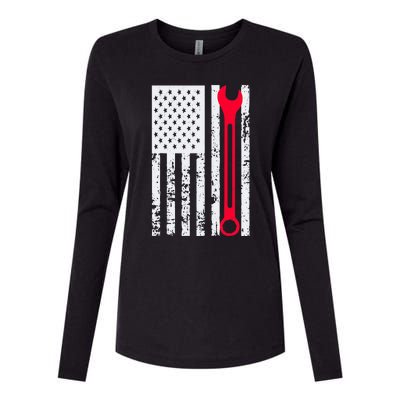 Mechanic Workshop Tools USA Flag Repairman Gift Womens Cotton Relaxed Long Sleeve T-Shirt