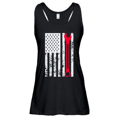 Mechanic Workshop Tools USA Flag Repairman Gift Ladies Essential Flowy Tank