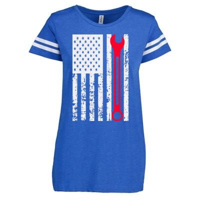 Mechanic Workshop Tools USA Flag Repairman Gift Enza Ladies Jersey Football T-Shirt