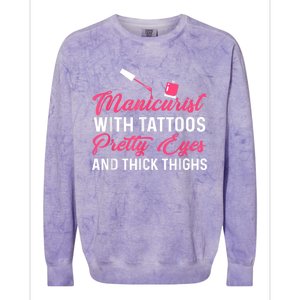 Manicurist With Tattoos Funny Nail Artist Nail Salon Colorblast Crewneck Sweatshirt